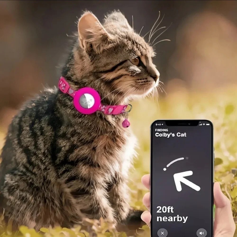 Reflective Collar For Cats With Bell and Silicone Holder For Tracker New